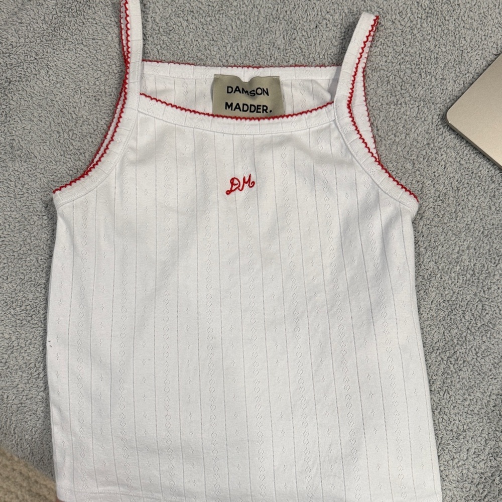 Damson Madder White and Red Women's Top